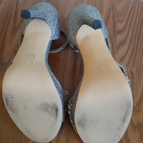 Nina Freyja Silver Strappy Metallic Rhinestone Stilleto Platform - Picture 7 of 10